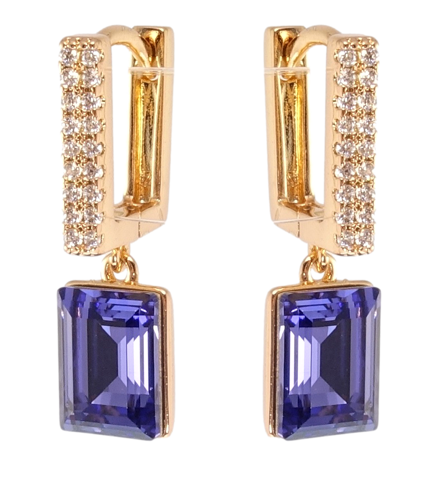 

Серьги Xuping Позолота 18K с кр-ми Swarovski подвески на колечках "Кристаллы Tanzanite"