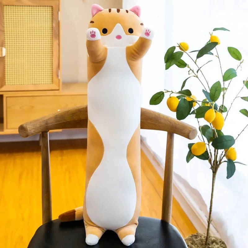 

Мягкая Игрушка Кот Длинний 70см Подушка Обнимашка Коричневая, Коричневый