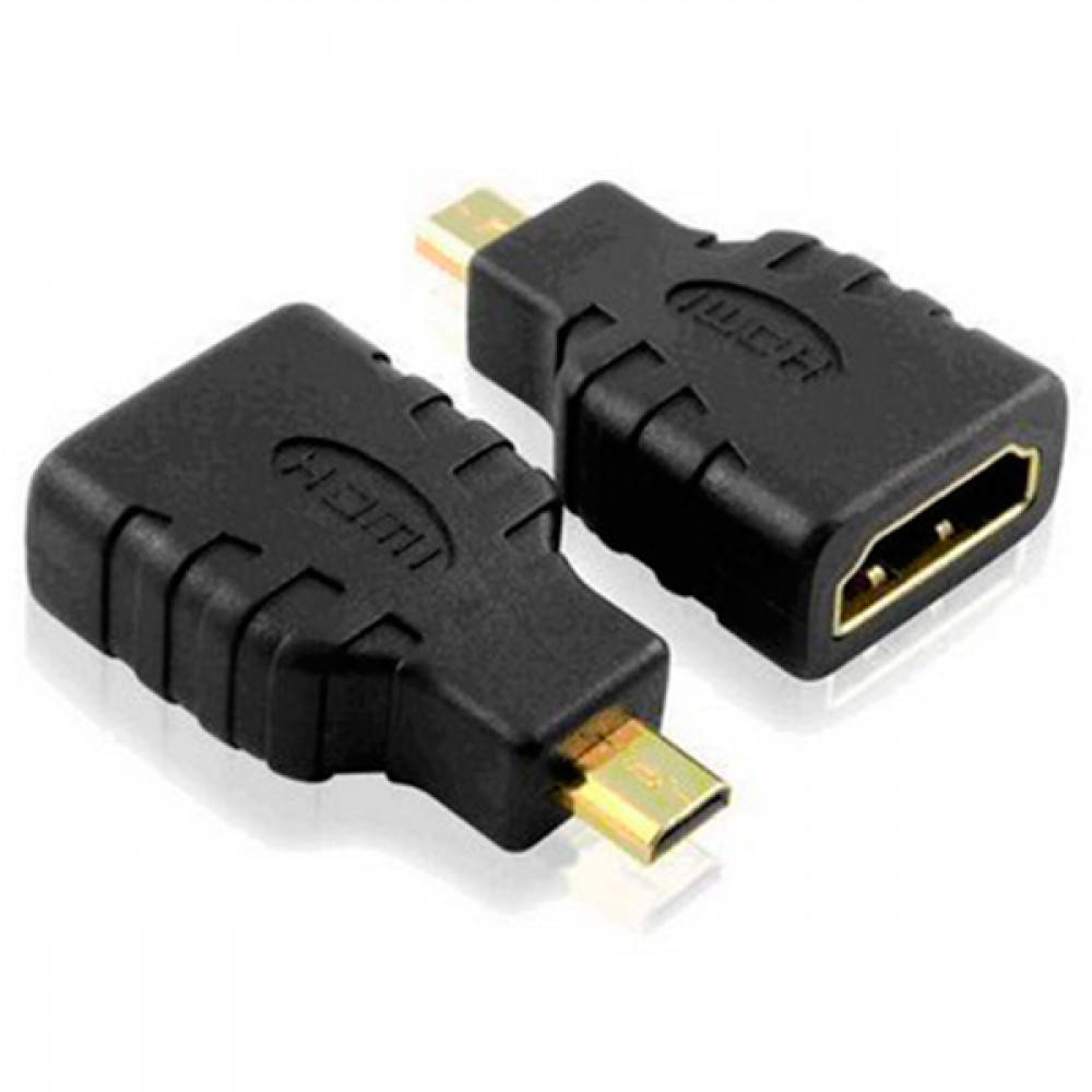

Переходник, штекер micro HDMI - гнездо HDMI, gold, корпус пластик, Черный
