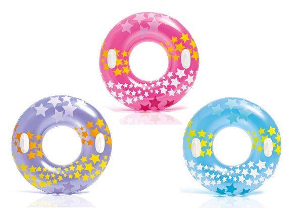 

Круг надувний INTEX "Зірочки" 3 кольори вініл 9+ років з ручками 91 см 59256