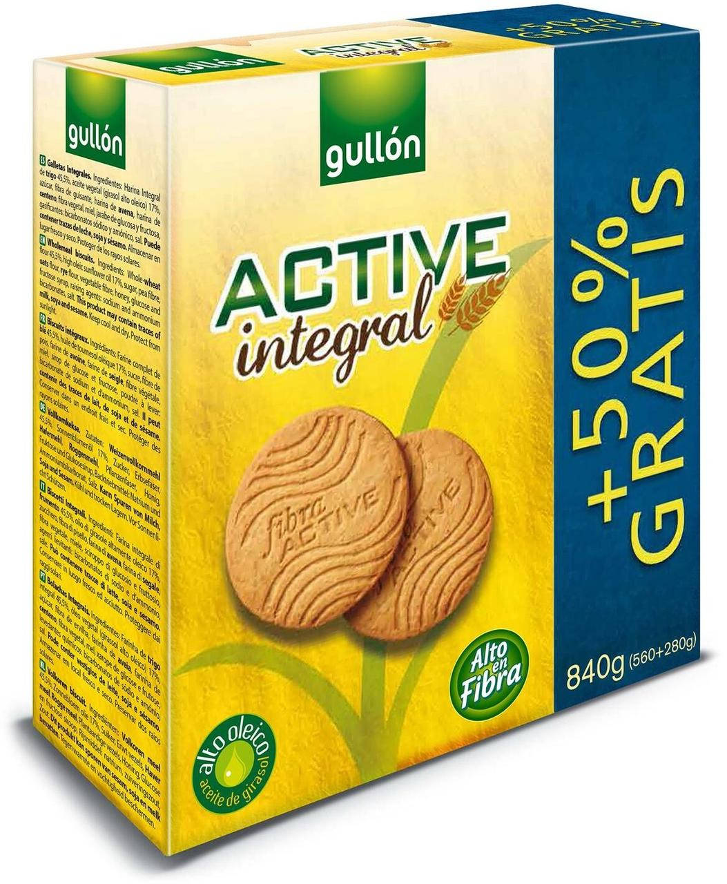 

Печенье Цельнозерновое Gullon Active Integral , (3х280г) 840г. Испания