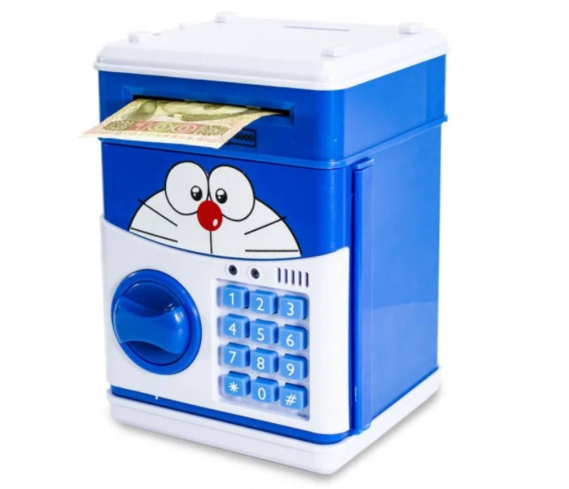 

Детская копилка-сейф Cartoon Saving Box с кодовым замком и купюроприемником для бумажных денег и монет, Синий