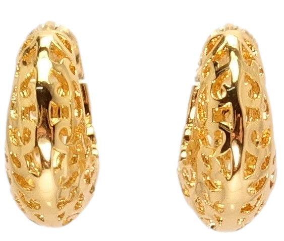 

Серьги Xuping Позолота 18K колечки "Резной вензельный орнамент"