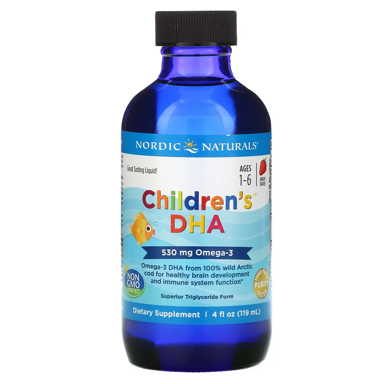

Жидкий рыбий жир для детей, Nordic Naturals,клубника, 119 мл