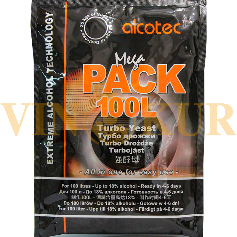 

Дрожжи турбо Alcotec Megapack 100л, 360г