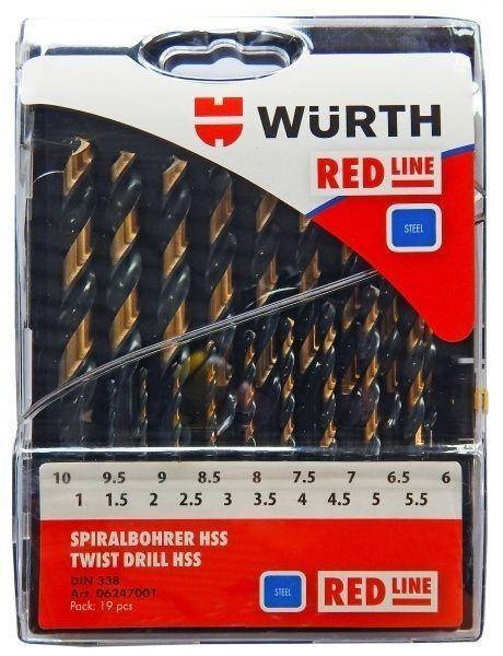 

Набор сверл по металлу Wurth Red Line 1.0-10.0 HSS, 19 шт. (06247001)