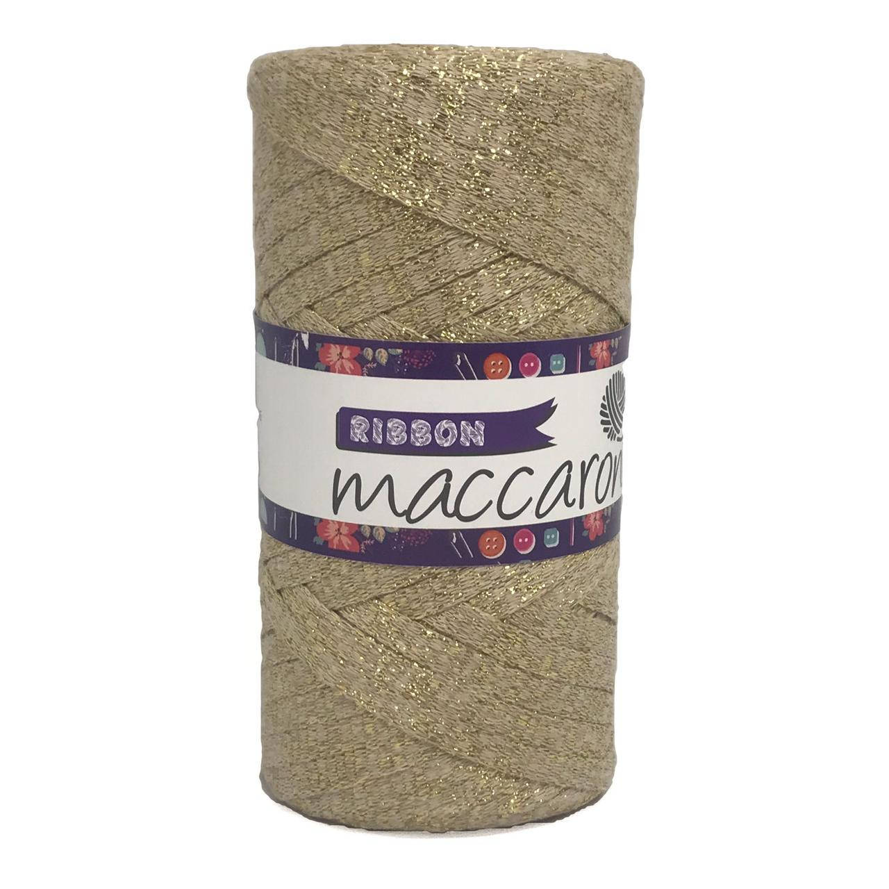 

Плоский шнур Ribbon Glitter с люрексом Maccaroni , бежевый c золотом