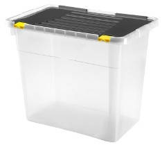 

Ящик-контейнер для хранения Heidrun Dragon One пластиковый с крышкой и клипсами 58x36,5 h47,5см 72л (658), Черный