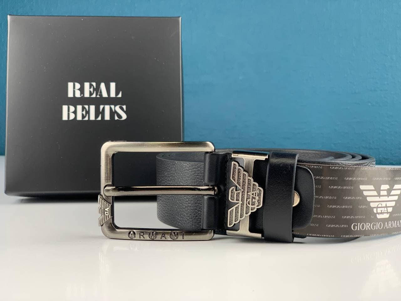 

Ремень Армани мужской из натуральной кожи черный в подарочной коробке Armani