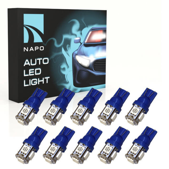 

Автолампа диодная T10-5050-5smd, комплект 10 шт, W5W, 194, 168, цвет свечения синий