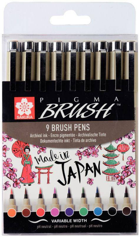 

Набор лайнеров Sakura Pigma Brush 9 цветов