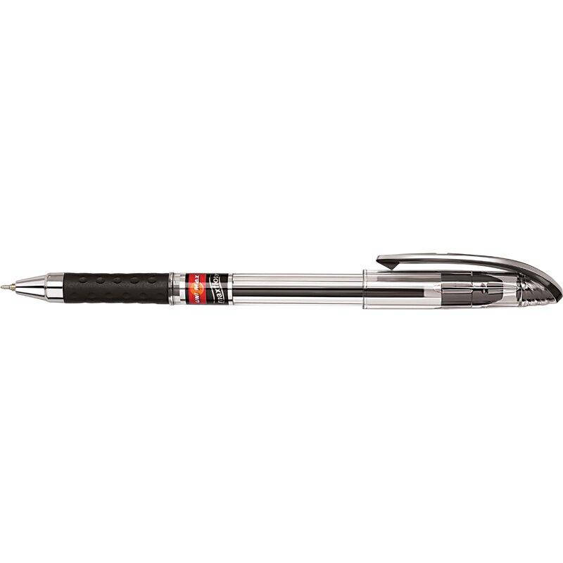 

Ручка шариковая с гриппом Maxflow UX-117-01, прозрачная черная