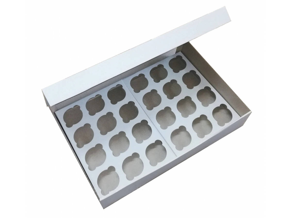 

Коробки для кексов, маффинов, капкейков для 24 шт.(Упаковка 3 шт.), Белый