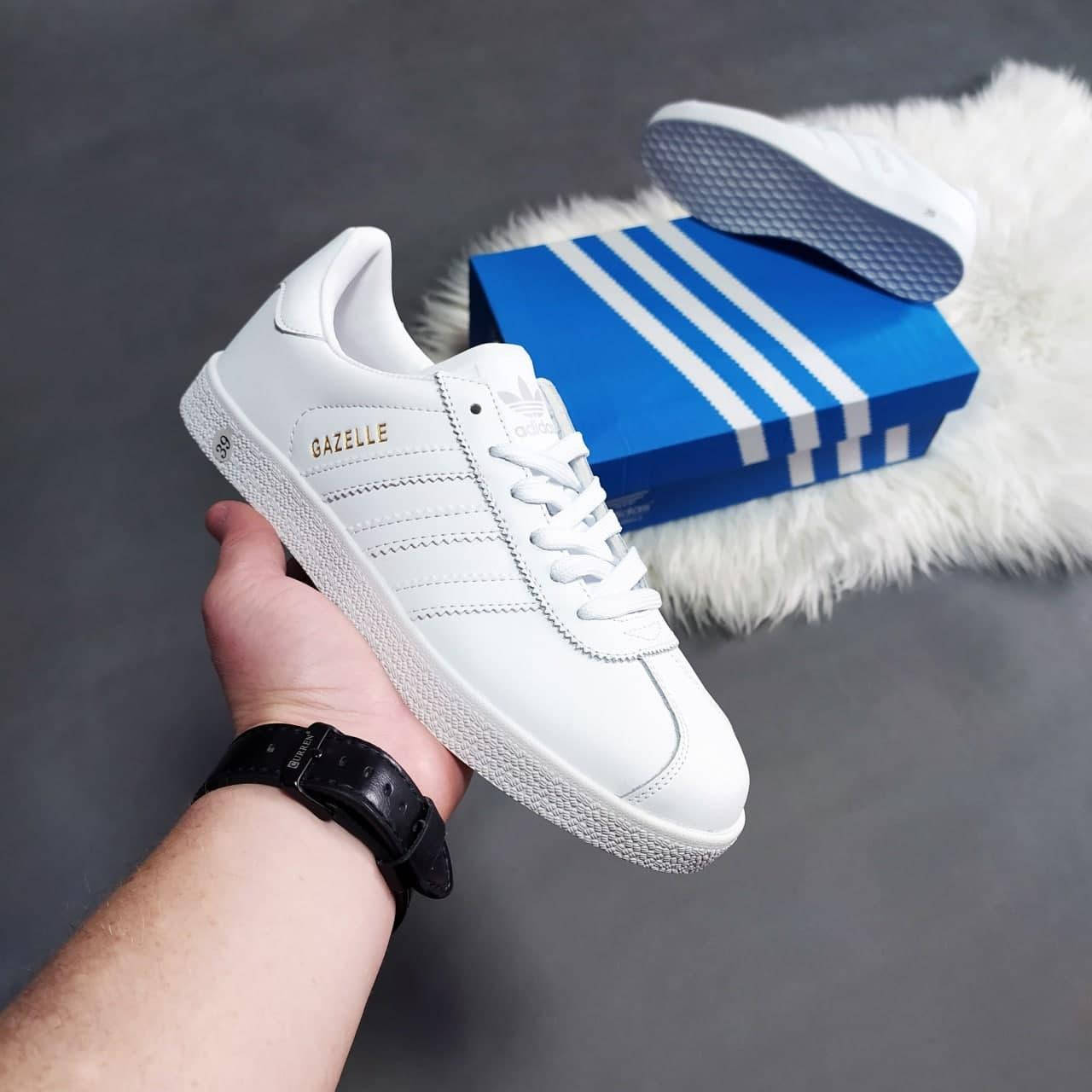 

Женские кроссовки Adidas Gazelle белые кеды, Белый