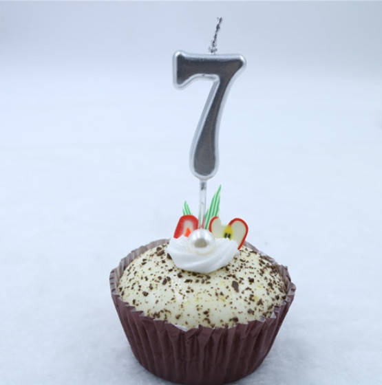 

Свеча цифра "7" в торт серебро