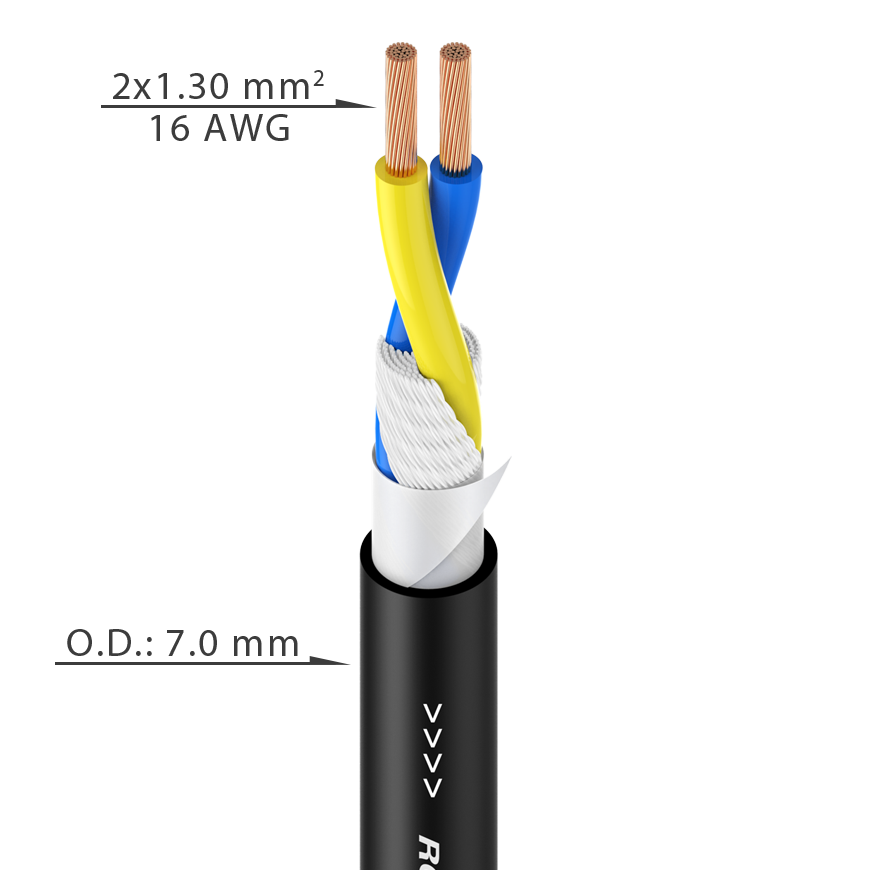 

SC020G Roxtone Кабель акустичний, 2х1.3 кв. мм, діаметр 7мм, 100 м