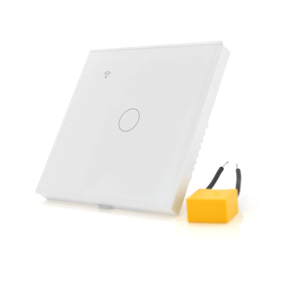 

Сенсорный выключатель без заземления + WiFi управление, одноканальный, белый, 86х86х35мм