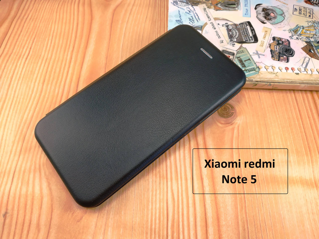 

Черная магнитная чехол-книжка для Xiaomi redmi Note 5 с визитницей, Черный