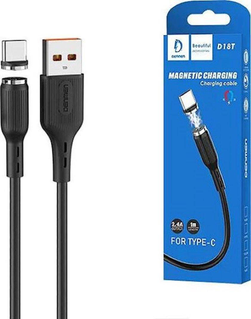

Магнитный кабель Type C (Type-C, Тайп Си) Denmen D18T 1m круглый 360 черный