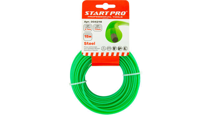 

Леска нейлоновая для триммера (2.7 мм / 15 м) "Круг" армированная тросом (1.0 мм) Start Pro