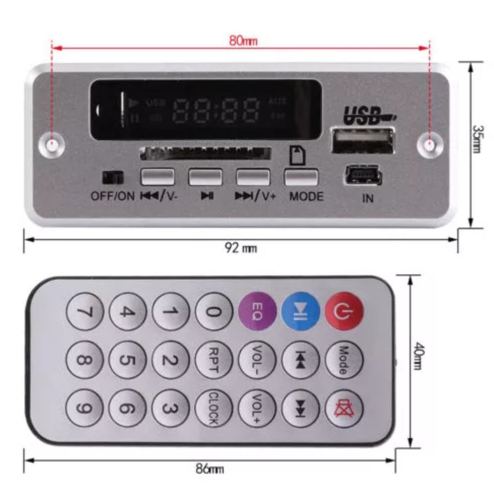 

Модуль LED AUX USB SD FM (5-15V) Декодер MP3 WMA МП3 часы