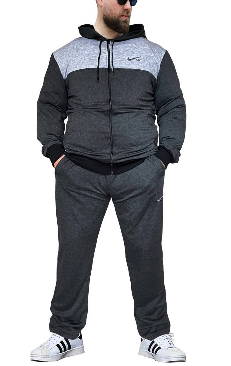 

Спортивный мужской костюм, Больших размеров, темно-серый, размер 54-60