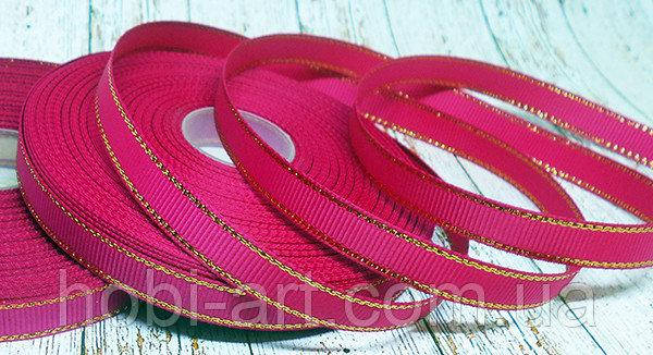 

Стрічка репсова 9 мм, з золотистим люрексом №03 малинова