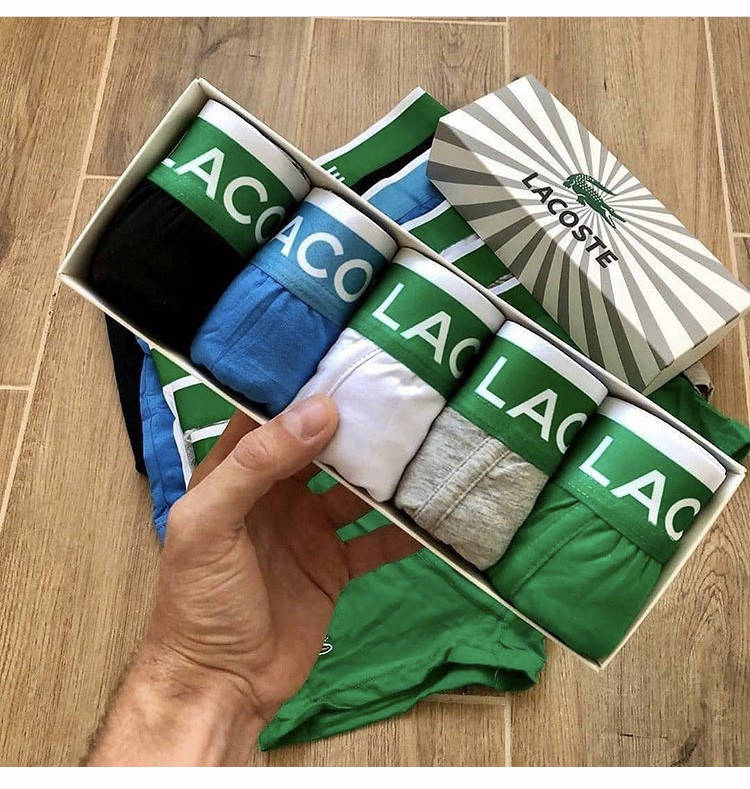 

Трусы Лакост мужские набор 5 шт хлопок М-ХХХL, Разные цвета