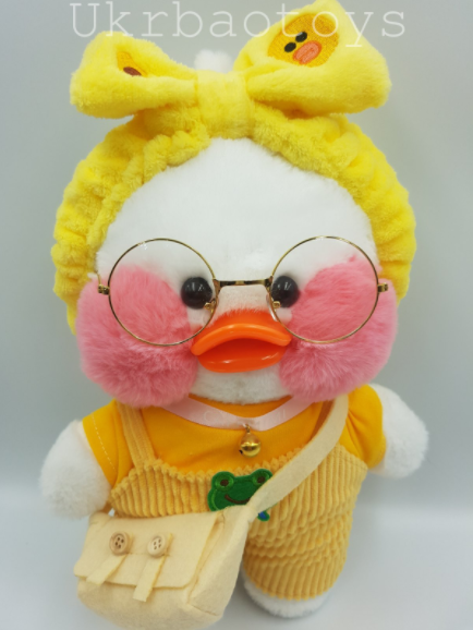 

Мягкая игрушка уточка "Cafe-mimi duck" в желтом комбинезоне ., Белый