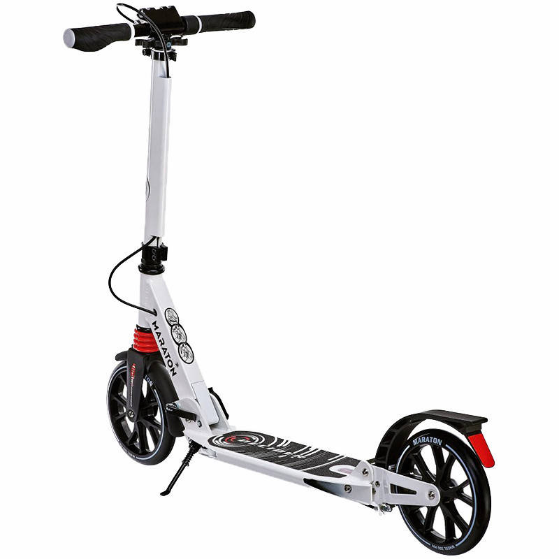 

Двухколесный складной алюминиевый городской самокат с ручным тормозом Maraton Decider Original (белый)