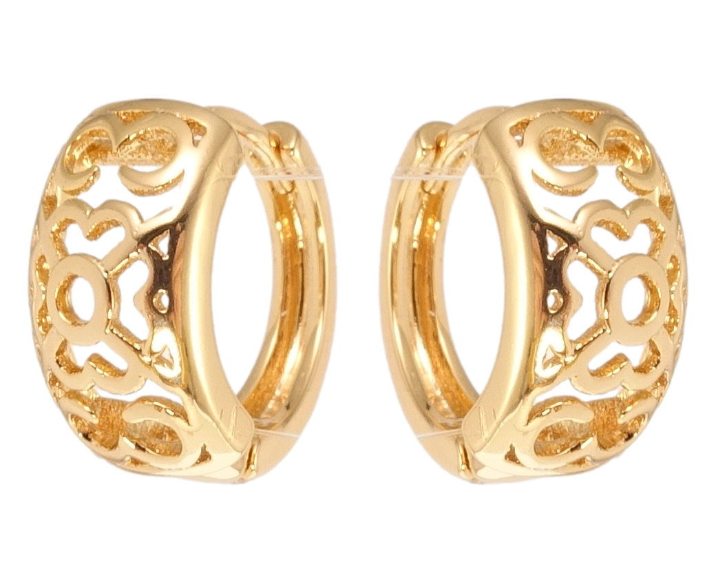 

Серьги Xuping Позолота 18K колечки "Резной орнамент"