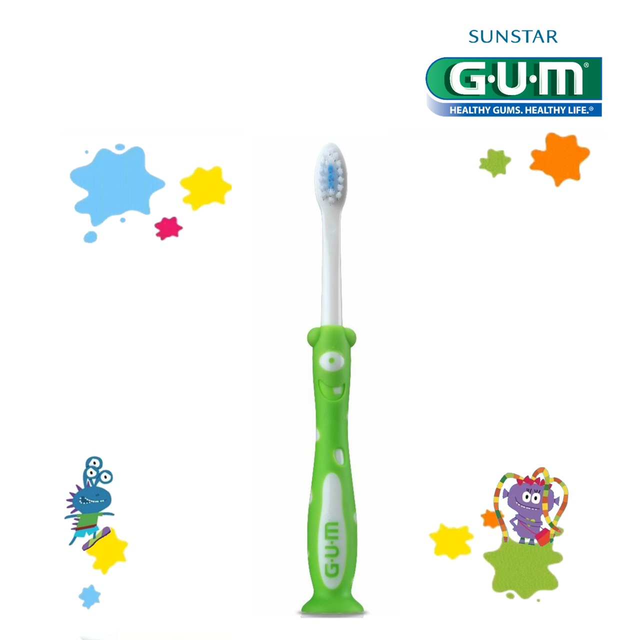 

Детская зубная щетка GUM KIDS MONSTER (3-6 лет) зеленая, Зелёный