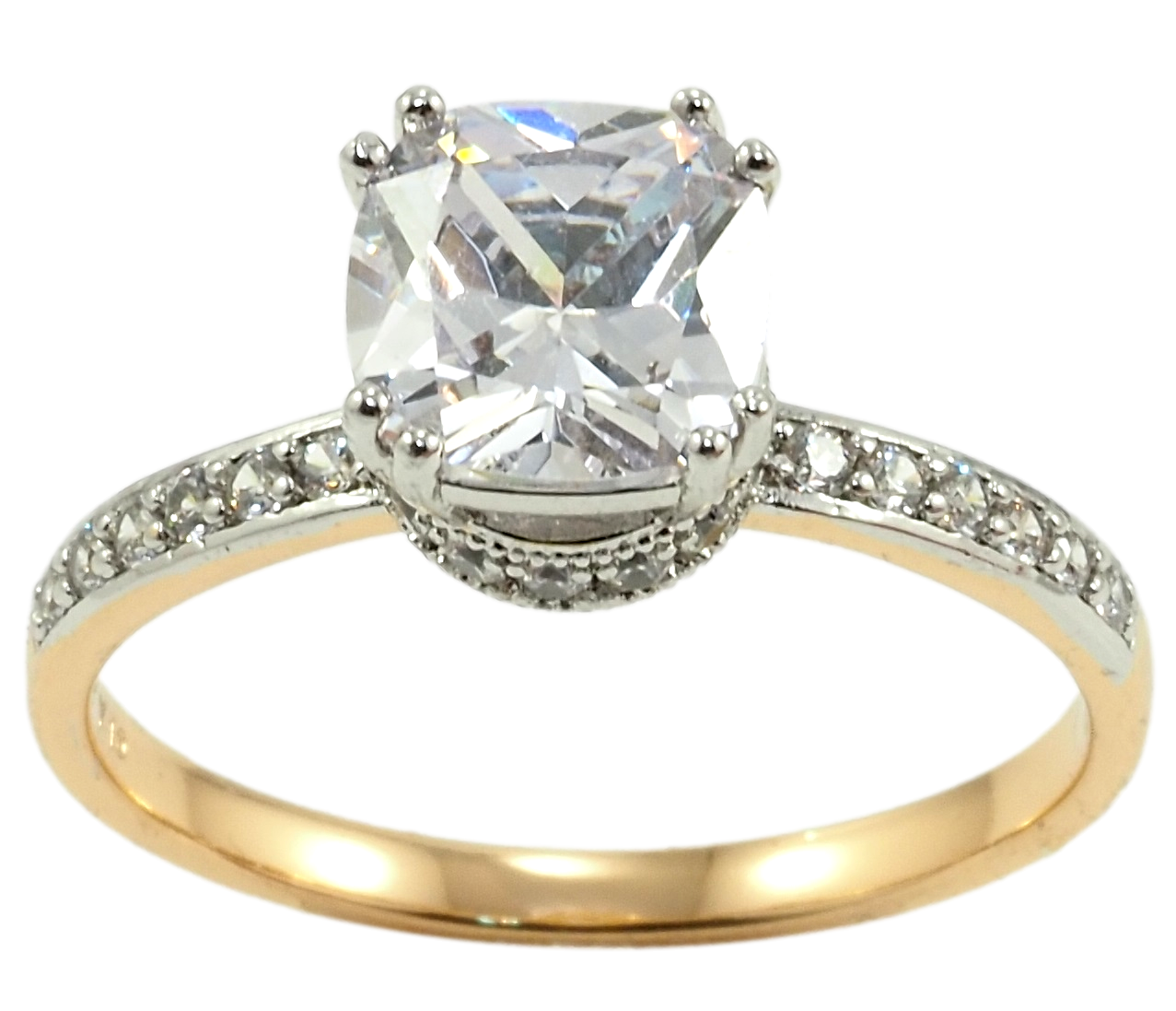 

Кольцо Xuping Позолота 18K + Родий "Фианит на дорожке циркония" р.18.5,19.5