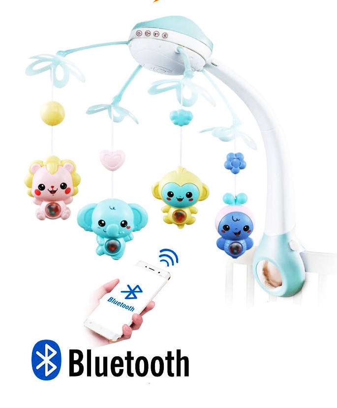 

Карусель-проектор, 500 мелодий, Bluetooth, ПУ и проектор "Звездного небо" 9970, голубой