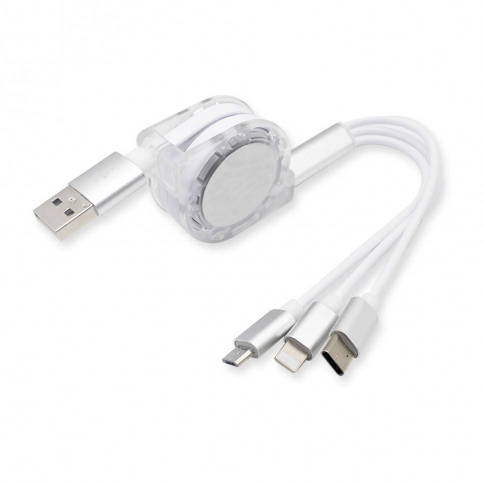 

Кабель-рулетка 3в1 - Lighting / Type-C / Micro USB