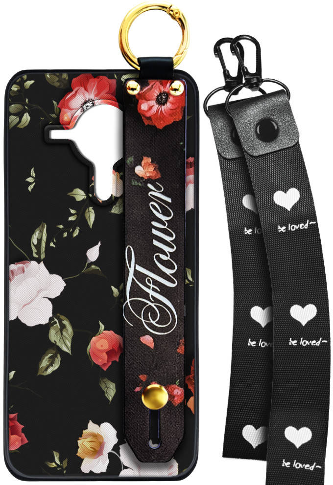 

Чехол SHLab Nokia 5.4 Flower Black + два ремешка с карабином (Нокиа 5.4)