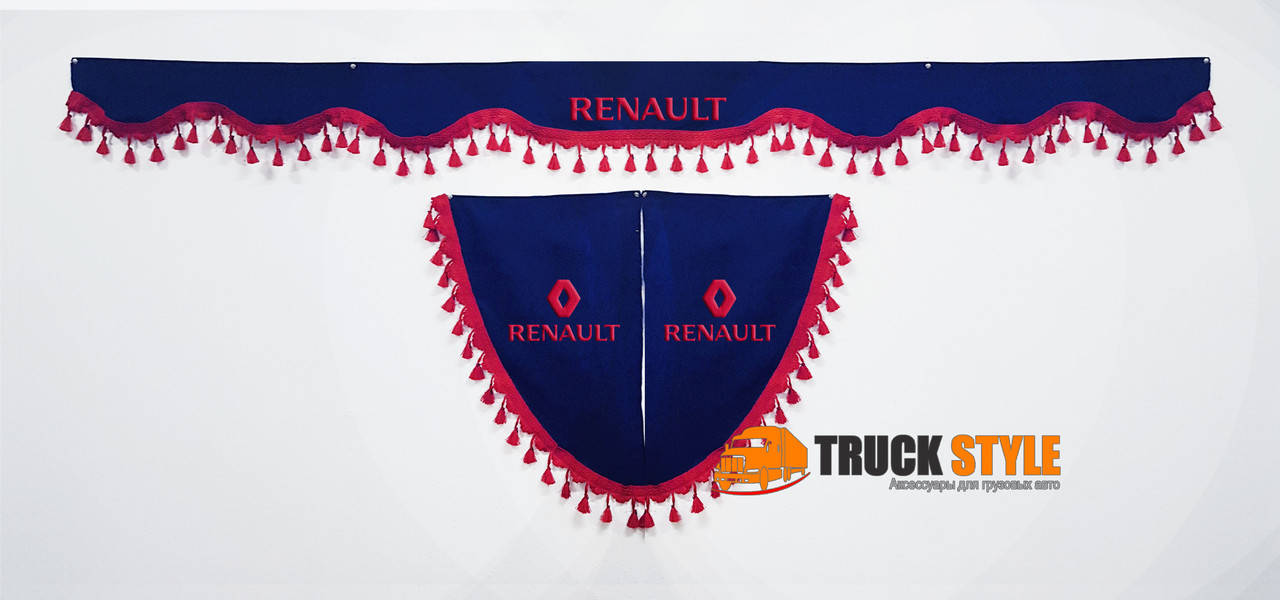 

Ламбрекен на лобовое скло + 2 угокли Renault Рено ( ламбрекены, шторы в кабину)