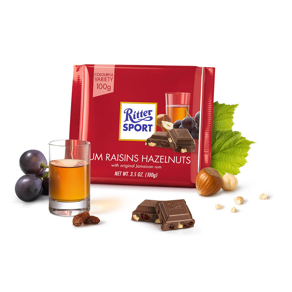 

Шоколад молочный RITTER SPORT Rum Trauben Nuss ром-изюм-орех 100 г