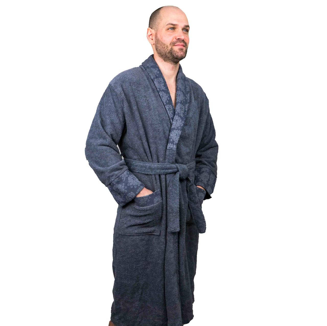 

Махровый халат GM Textile 100% хлопок 400 г/м2 (Серый)