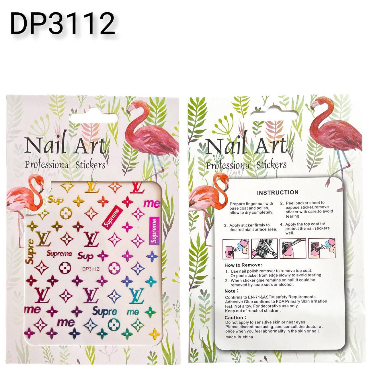 

Цветные наклейки - стикеры для дизайна ногтей на липкой основе ( бренды ) DP3112, Разные цвета