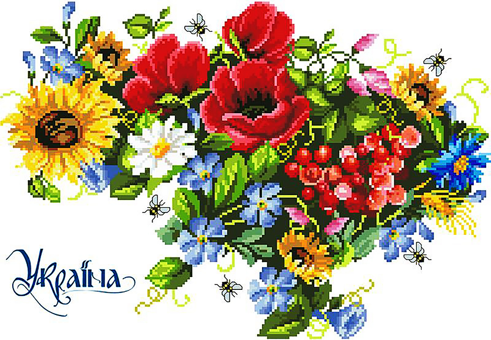 

Набор алмазной мозаики Цветочная карта Украины 40*30см, AS35139