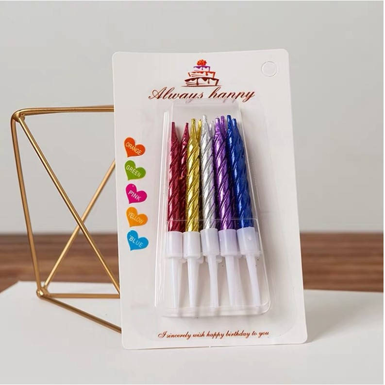 

Свечи для торта ассорти металлик с подставкой (10 штук)