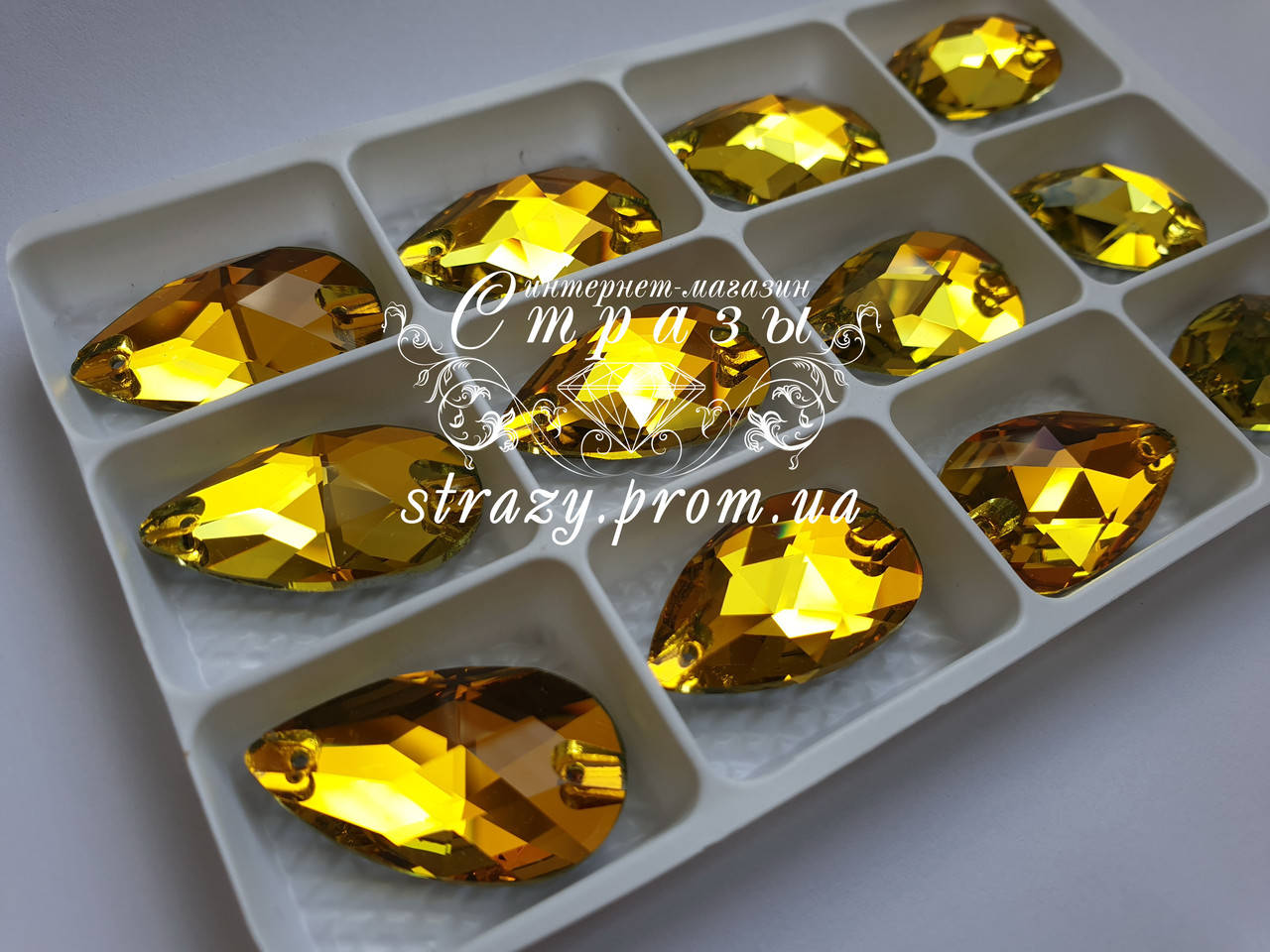 

Стразы Lux Капля 17х28мм. Topaz