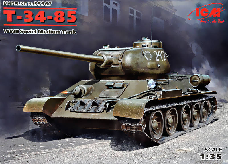 

Сборная модель Средний танк Т-34-85, 2 МВ 1:35 ICM (35367)