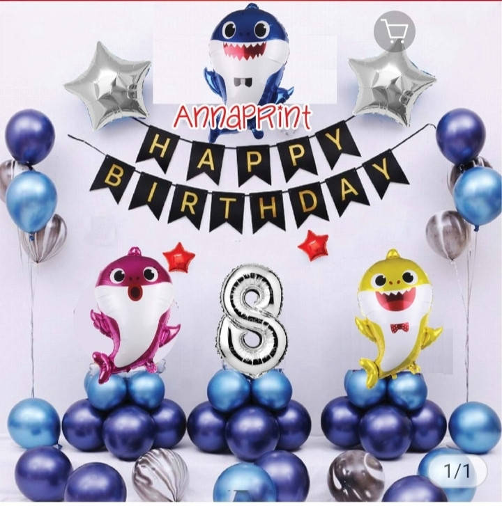 

Фотозона для мальчика и для девочки с акулятками. Baby Shark.