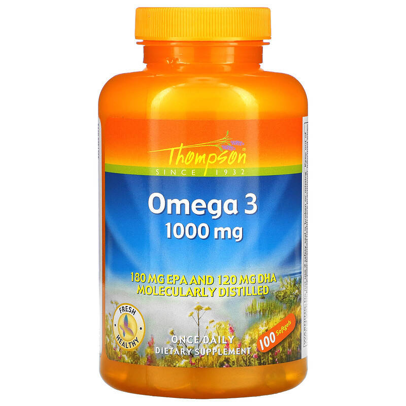

Омега 3, Omega 3, Thompson, 1000 мг, 100 капсул (THO-19320)