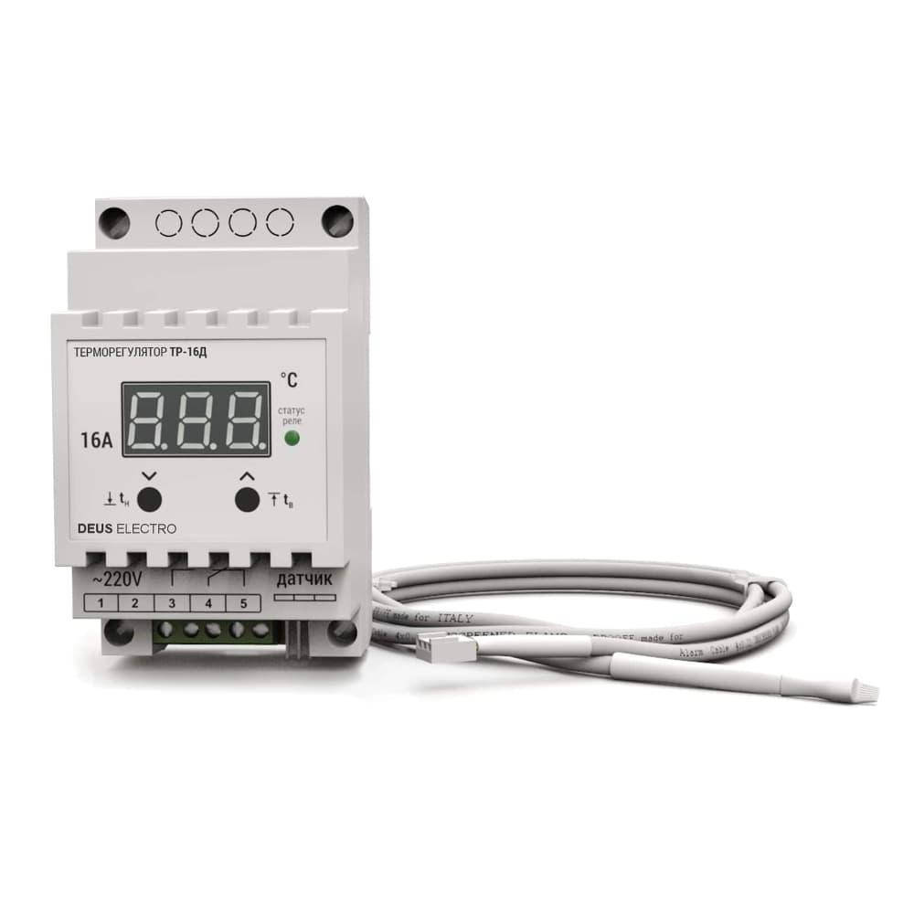 

Терморегулятор, регулятор температуры цифровой на DIN-рейку ТР-16Д (16А, 220В)