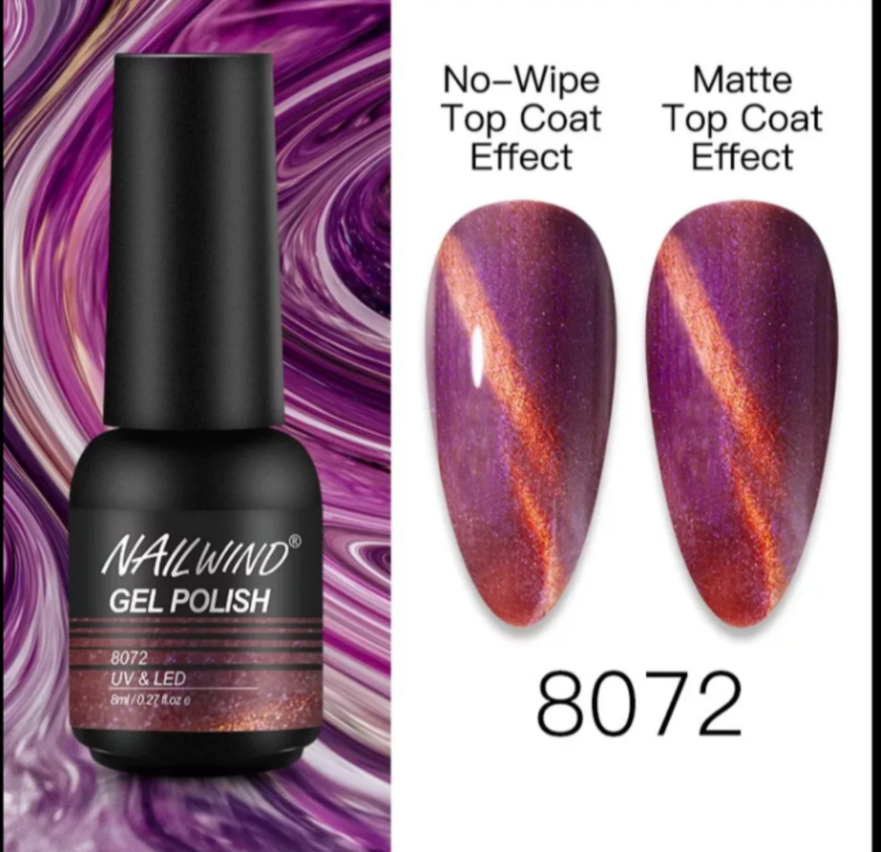

8мл. Кошачий глаз Гель лак для ногтей Nail Wind УФ UV. Термолак