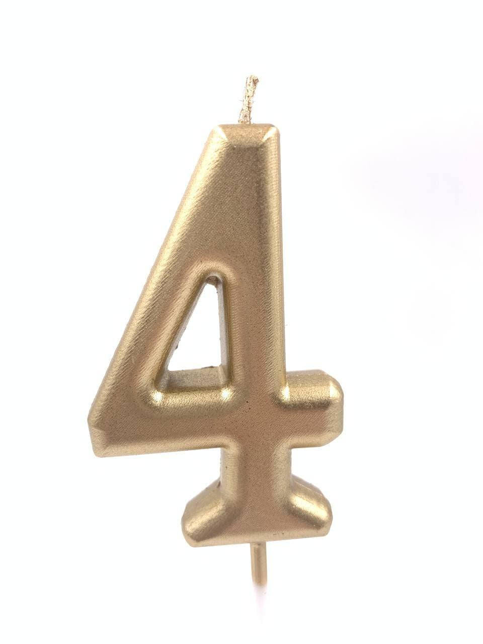 

Свечи цифры в торт на палочке "4" Золото