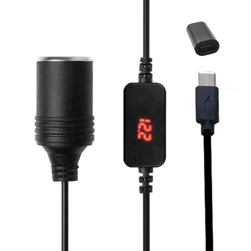 

АДАПТЕР КОНВЕКТОР Type C на прикуриватель 12V Voltage Display, переходник Type C